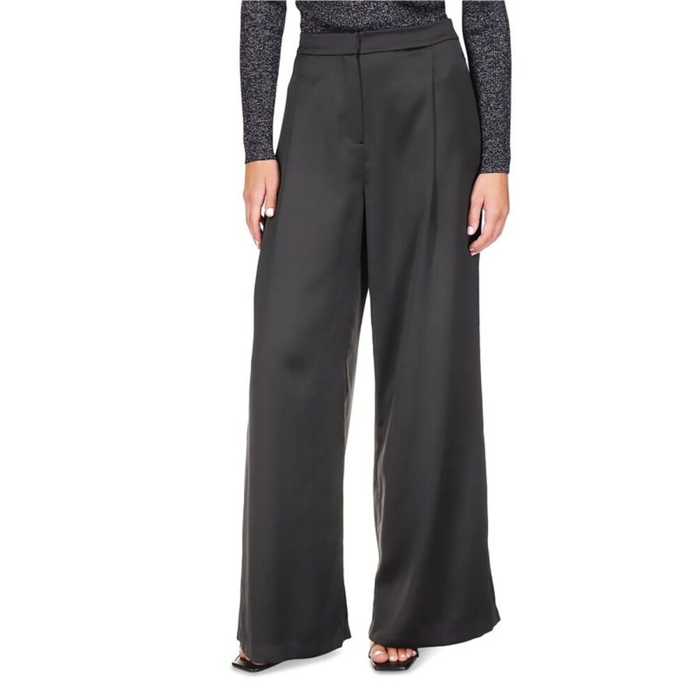 Michael Kors Womens Solid Wide Leg Dress Pants, Black, 12, DM